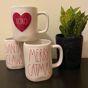 Rae Dunn XOXO Santa Claws Merry Catmas Mug Trio
